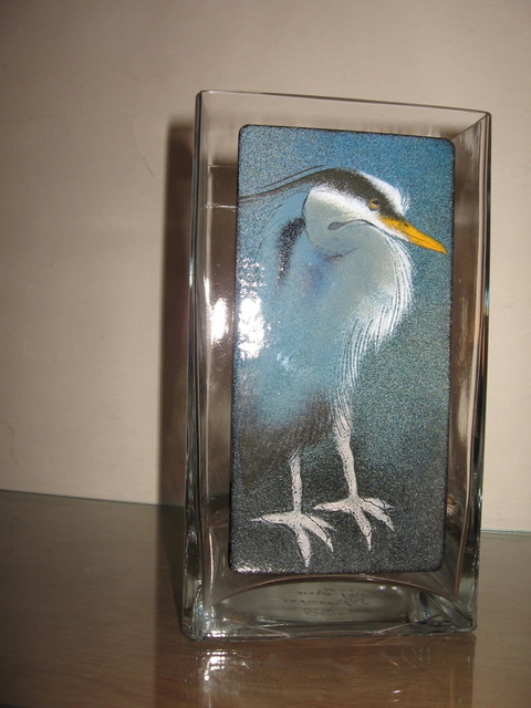 Enamelling on Steel - Heron - vase