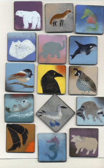 Enamelling on Steel - 2 inch square magnets