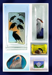 Enamelling on Steel - Vases - Birds